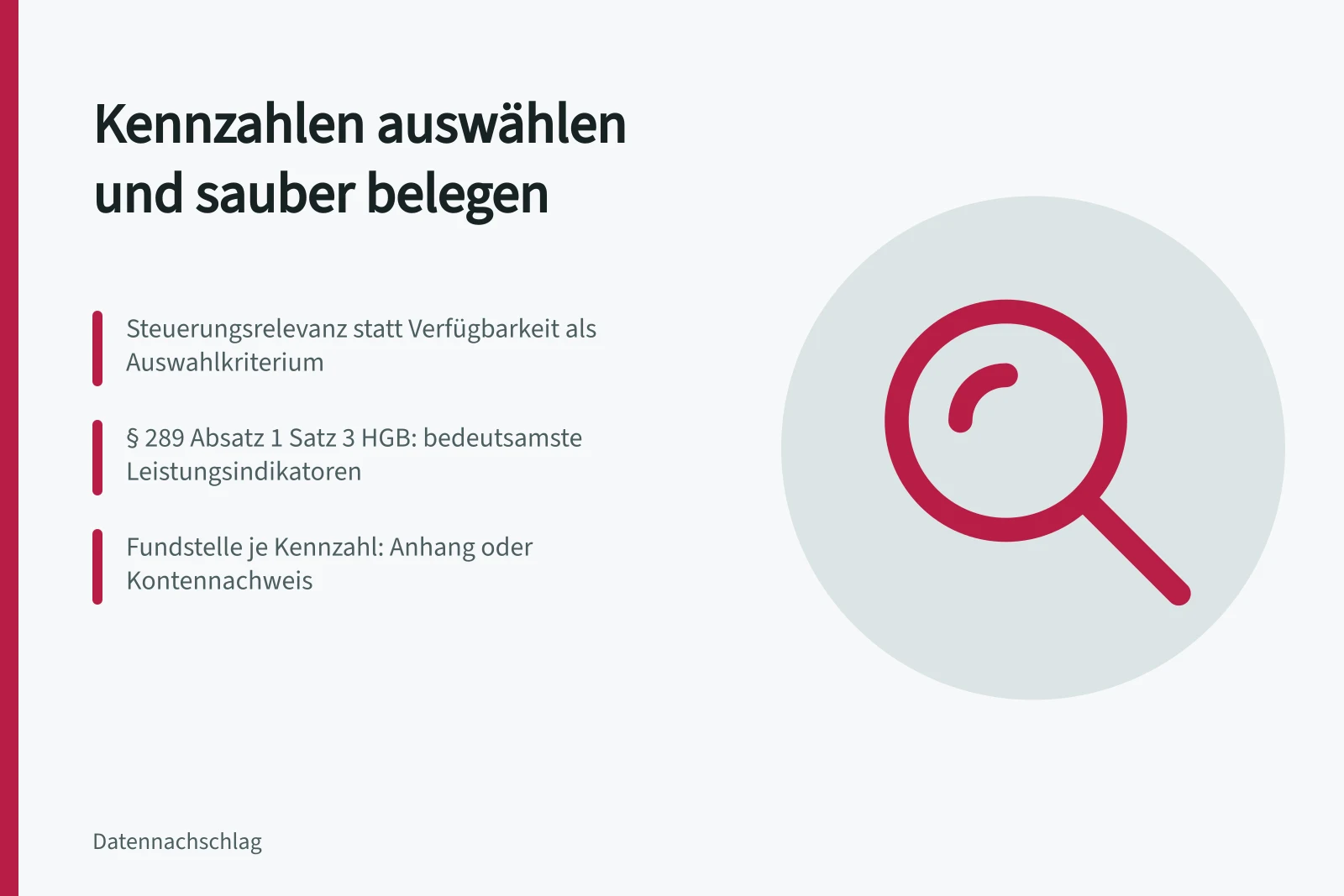 Karte zu Kennzahlenauswahl, HGB-Belegpflicht und dokumentierter Fundstelle
